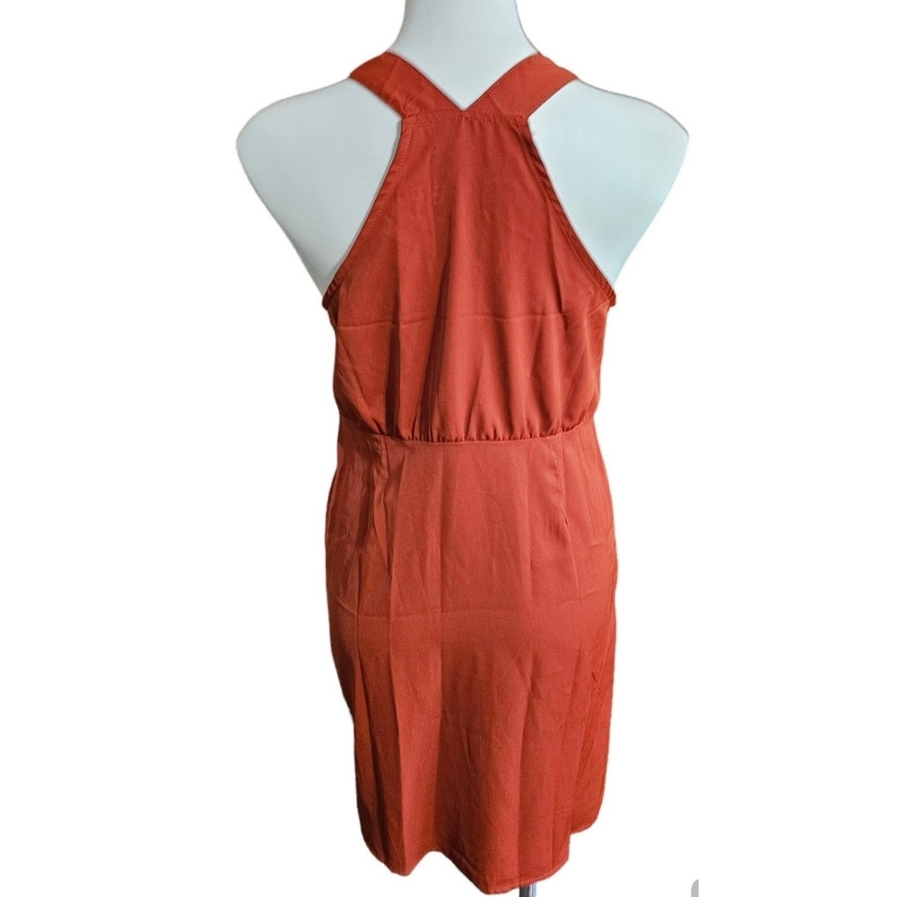 Shein Prive' Ring detail Wrap Knot Side Tie dress Burnt Orange Size L - Picture 7 of 11